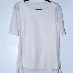 Burning Torch leather and cotton/rayon white top XS
